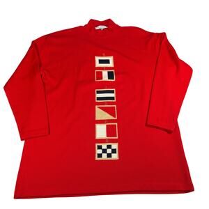 VTG St John separates womens mock neck red nautical logo sweater.  Size M.